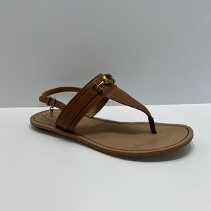 Coach Brown Leather Candace Thong Sandals